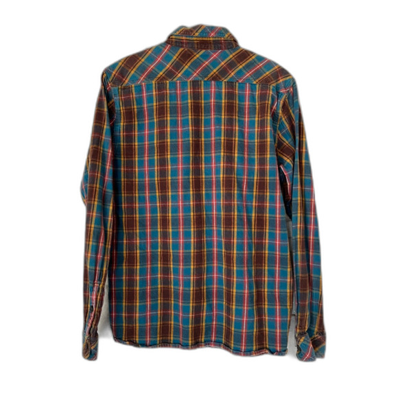 Deus Ex Machina Brown Blue Check Button Up Shirt Top Mens Size Small - Picture 6 of 10